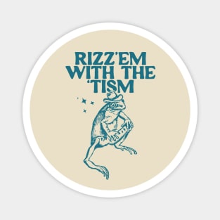 Rizz Em With The Tism Vintage T-Shirt, Retro Funny Frog Shirt, Frog Meme Magnet